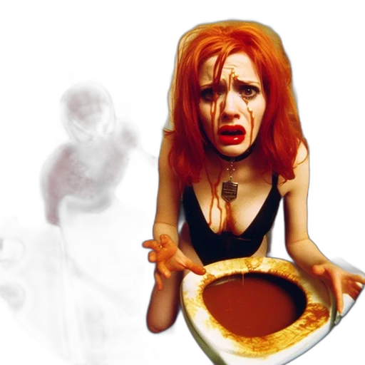 food, photorealistic, concept art, 3d render, comic book art, fire, bathroom, costumed transparent PNG cut-out