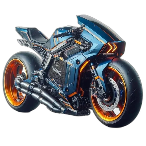 weapon, photorealistic, concept art, 3d render, watercolor, futuristic, blue, motorcycle transparent PNG cut-out