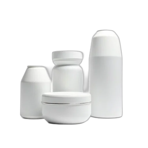 furniture, 3d render, monochrome, collection, four, white, plastic, containers transparent PNG cut-out