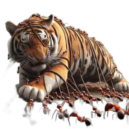 animal, creature, concept art, fantasy art, 3d render, photorealistic, tiger, stuck transparent PNG cut-out