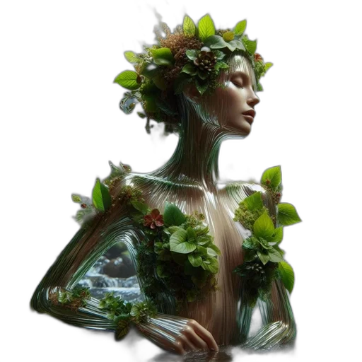 crown, dress, jewelry, fantasy art, concept art, photorealistic, 3d render, forest transparent PNG cut-out