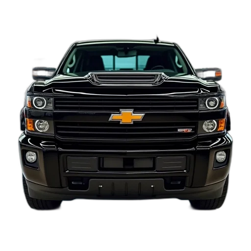 car, photorealistic, black, pickup, truck, red, chevrolet, emblem transparent PNG cut-out