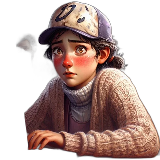 hat, face, creature, jacket, concept art, photorealistic, fantasy art, watercolor transparent PNG cut-out
