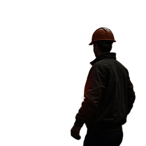 staff, jacket, hat, robot, 3d render, concept art, photorealistic, man transparent PNG cut-out