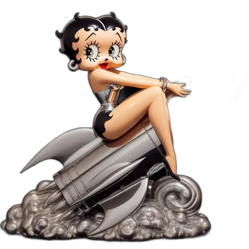 cartoon, concept art, comic book art, 3d render, betty, boop, figurine, rides transparent PNG cut-out