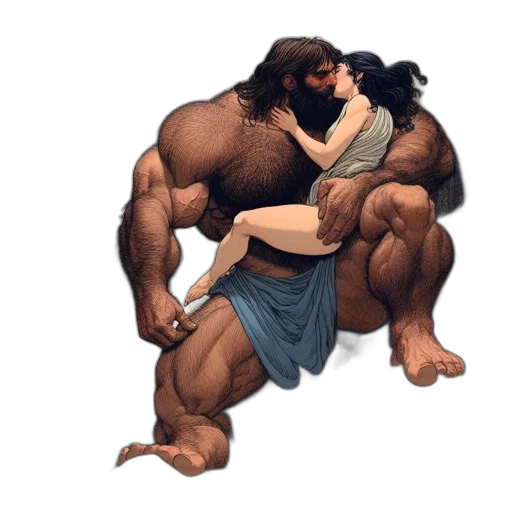 concept art, fantasy art, comic book art, pixel art, dense, foggy, forest, strongman transparent PNG cut-out