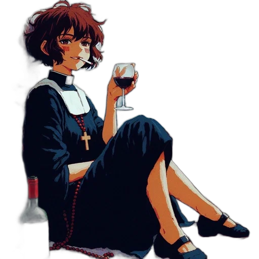 dress, pixel art, concept art, anime, vaporwave, red, monochrome, dark transparent PNG cut-out