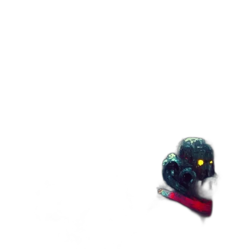 robot, creature, mask, weapon, pixel art, 3d render, concept art, vaporwave transparent PNG cut-out