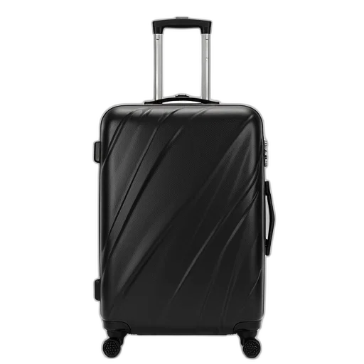 sturdy, black, wheeled, suitcase, diamond-patterned, texture, silver, handle transparent PNG cut-out
