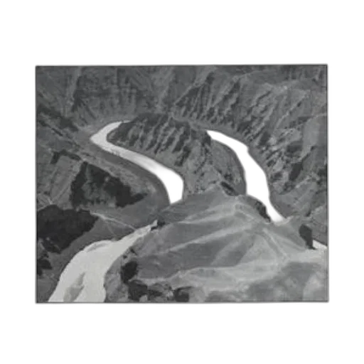 photorealistic, concept art, black, white, photo, river, winding, through transparent PNG cut-out