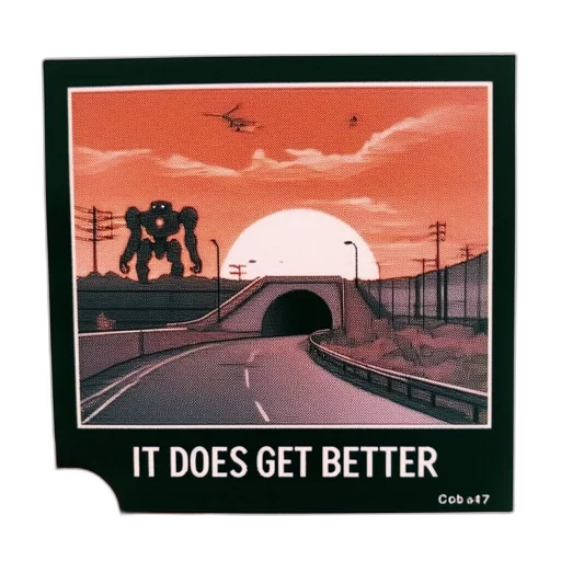 car, robot, umbrella, jacket, concept art, vaporwave, pixel art, sunset transparent PNG cut-out