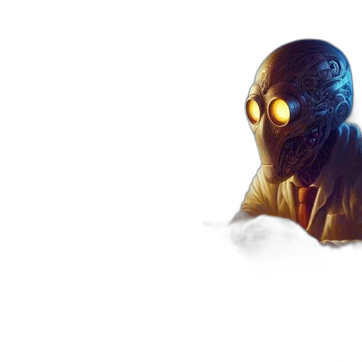 mask, robot, creature, face, concept art, cyberpunk, comic book art, 3d render transparent PNG cut-out