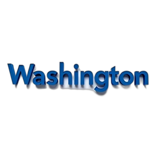first, image, displays, word, washington, stylized, three-dimensional, blue transparent PNG cut-out