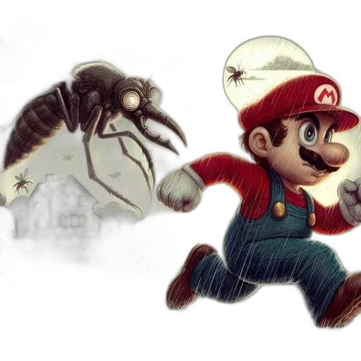 creature, concept art, watercolor, comic book art, 3d render, monochrome, mario, runs transparent PNG cut-out
