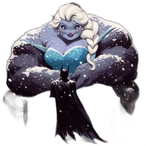 dress, creature, concept art, comic book art, fantasy art, watercolor, snow, blue transparent PNG cut-out