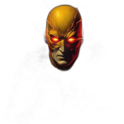 mask, face, comic book art, concept art, 3d render, pixel art, golden, character transparent PNG cut-out