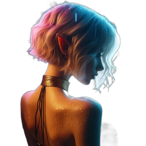 crown, dress, hair, jewelry, cyberpunk, concept art, watercolor, comic book art transparent PNG cut-out