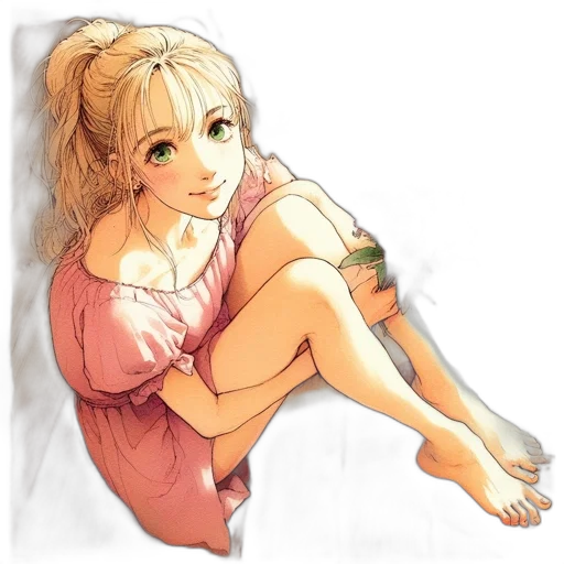 dress, face, fantasy art, anime, watercolor, photorealistic, pastel, red transparent PNG cut-out