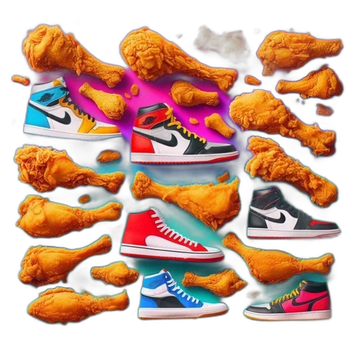 shoes, food, concept art, photorealistic, vaporwave, colorful, neon, pastel transparent PNG cut-out
