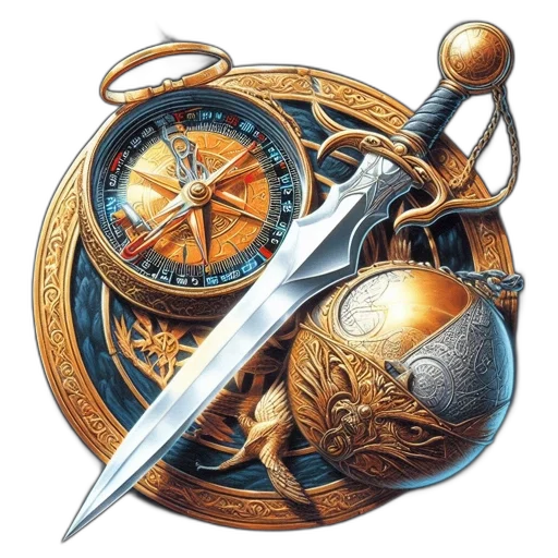 sword, weapon, jewelry, staff, fantasy art, concept art, photorealistic, 3d render transparent PNG cut-out