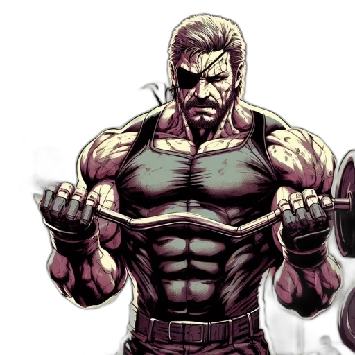 comic book art, concept art, cartoon, fantasy art, muscular, man, lifts, barbell transparent PNG cut-out