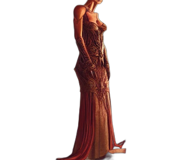 dress, jewelry, staff, concept art transparent PNG cut-out