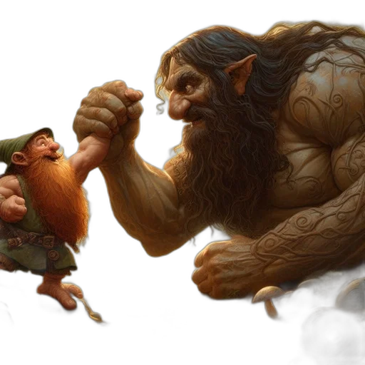 concept art, fantasy art, magical, moss-covered, woodland, jovial, dwarf, green transparent PNG cut-out