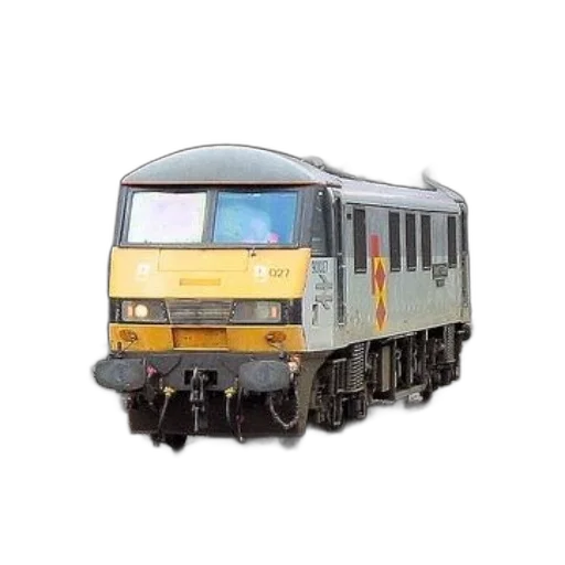 photorealistic, 3d render, yellow, gray, train, number, 6027, traveling transparent PNG cut-out
