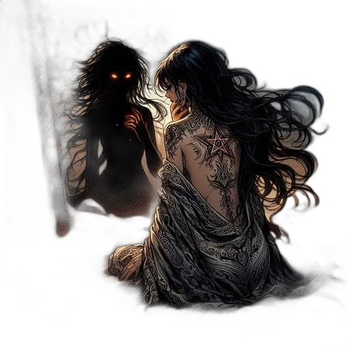 creature, mask, dress, concept art, fantasy art, comic book art, watercolor, fog transparent PNG cut-out