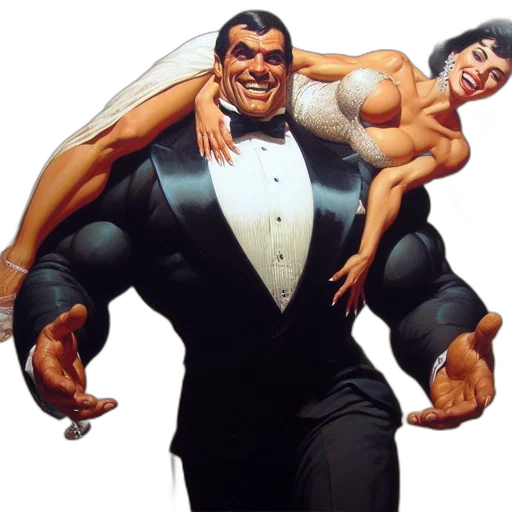 dress, concept art, comic book art, strong, man, carries, smiling, woman transparent PNG cut-out