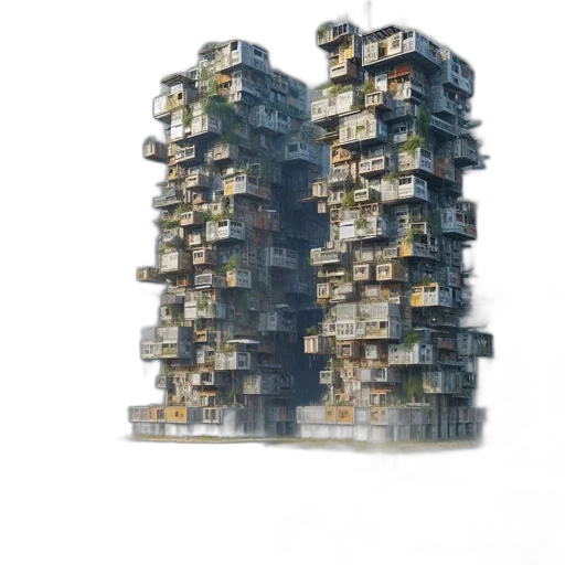 building, 3d render, concept art, photorealistic, city street, futuristic, vertical, cityscape transparent PNG cut-out