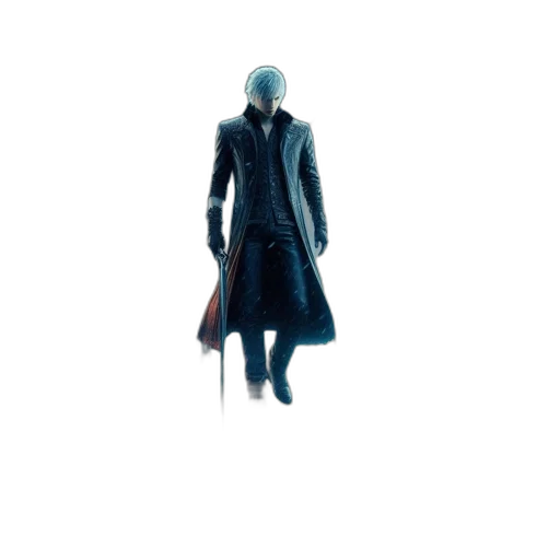 jacket, staff, sword, weapon, concept art, 3d render, cyberpunk, pixel art transparent PNG cut-out