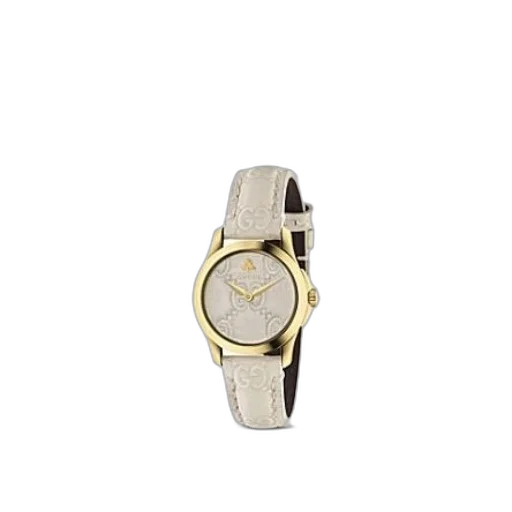jewelry, gucci, watch, gold-tone, case, off-white, leather, strap transparent PNG cut-out