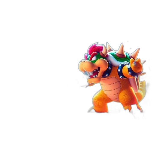dragon, crown, creature, animal, 3d render, concept art, pixel art, mario transparent PNG cut-out
