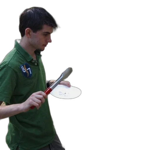 staff, weapon, jacket, man, green, shirt, patch, holding transparent PNG cut-out