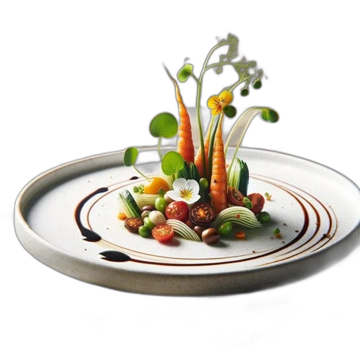 food, crown, photorealistic, 3d render, artfully, presented, dish, features transparent PNG cut-out