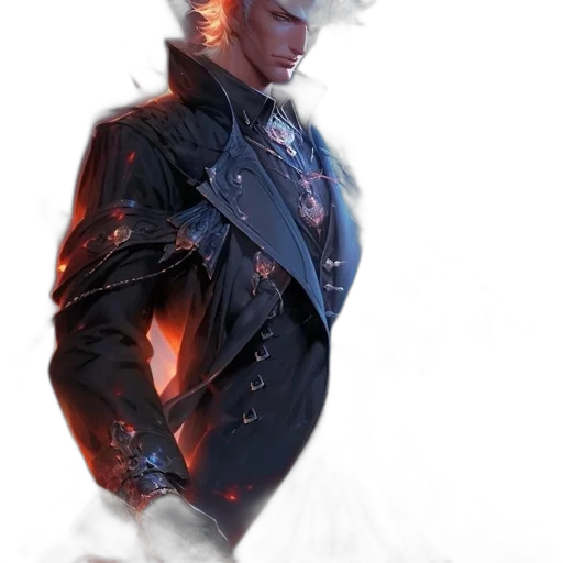 jacket, staff, dragon, sword, concept art, fantasy art, cyberpunk, comic book art transparent PNG cut-out
