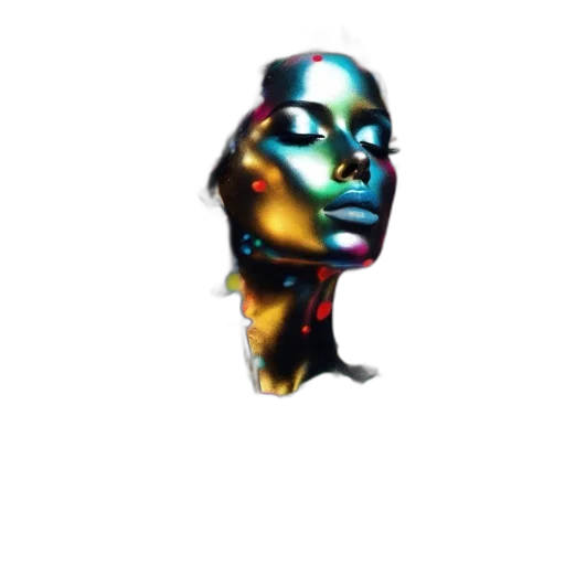 face, mask, crown, robot, photorealistic, 3d render, concept art, watercolor transparent PNG cut-out