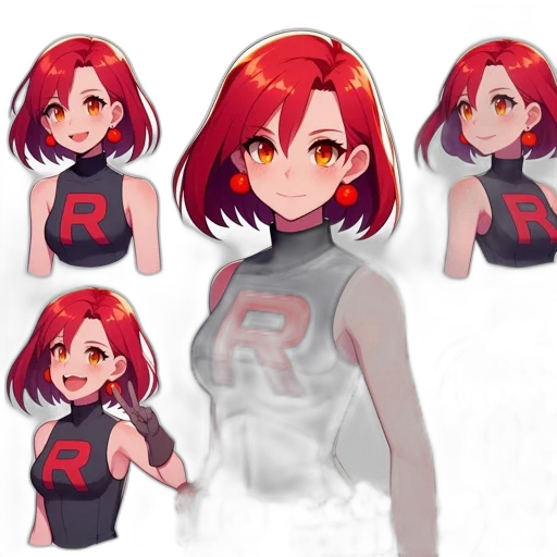 dress, concept art, anime, pixel art, 3d render, red, colorful, red-haired transparent PNG cut-out