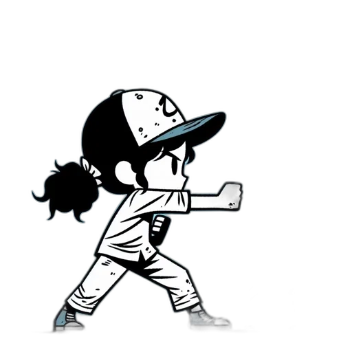cartoon, concept art, pixel art, comic book art, girl, jacket, cap, possibly transparent PNG cut-out