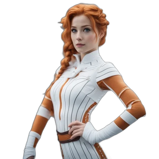 staff, dress, robot, concept art, fantasy art, comic book art, 3d render, monochrome transparent PNG cut-out