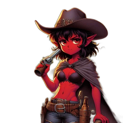 weapon, comic book art, concept art, anime, pixel art, red, elf-like, woman transparent PNG cut-out