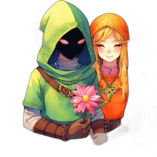 flower, mask, weapon, staff, pixel art, fantasy art, concept art, watercolor transparent PNG cut-out