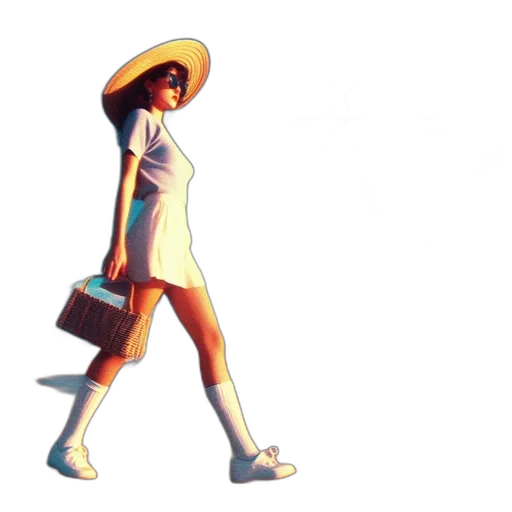 dress, hat, staff, umbrella, concept art, 3d render, pixel art, photorealistic transparent PNG cut-out