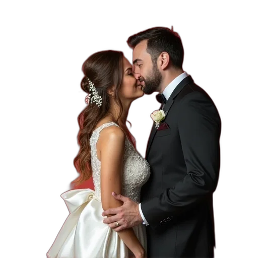 dress, couple, posing, photo, their, wedding, photoboot transparent PNG cut-out