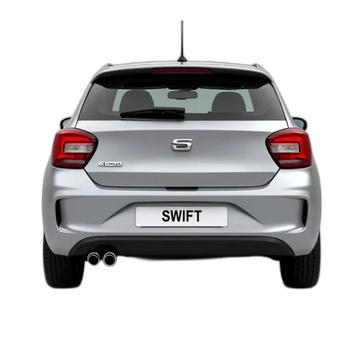 car, silver, hatchback, rear, license, plate, reading, swift transparent PNG cut-out