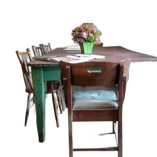 furniture, 3d render, earth tones, green, rustic, dining, area, wooden transparent PNG cut-out
