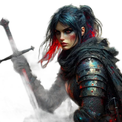 sword, weapon, fantasy art, concept art, photorealistic, comic book art, red, blue transparent PNG cut-out
