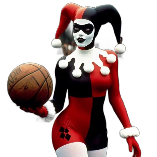 concept art, 3d render, comic book art, cartoon, person, wearing, harley, quinn transparent PNG cut-out