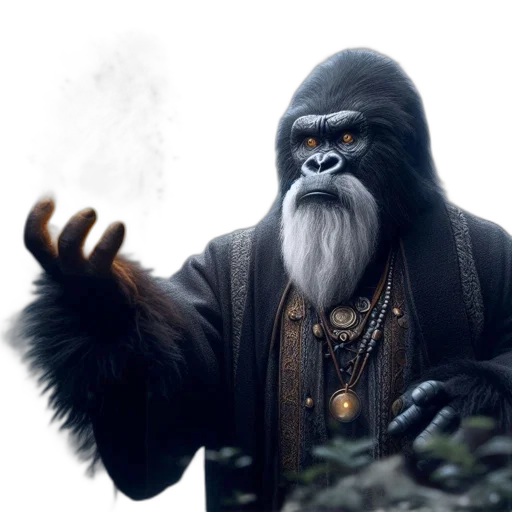 animal, creature, concept art, 3d render, fantasy art, photorealistic, anthropomorphic, gorilla transparent PNG cut-out